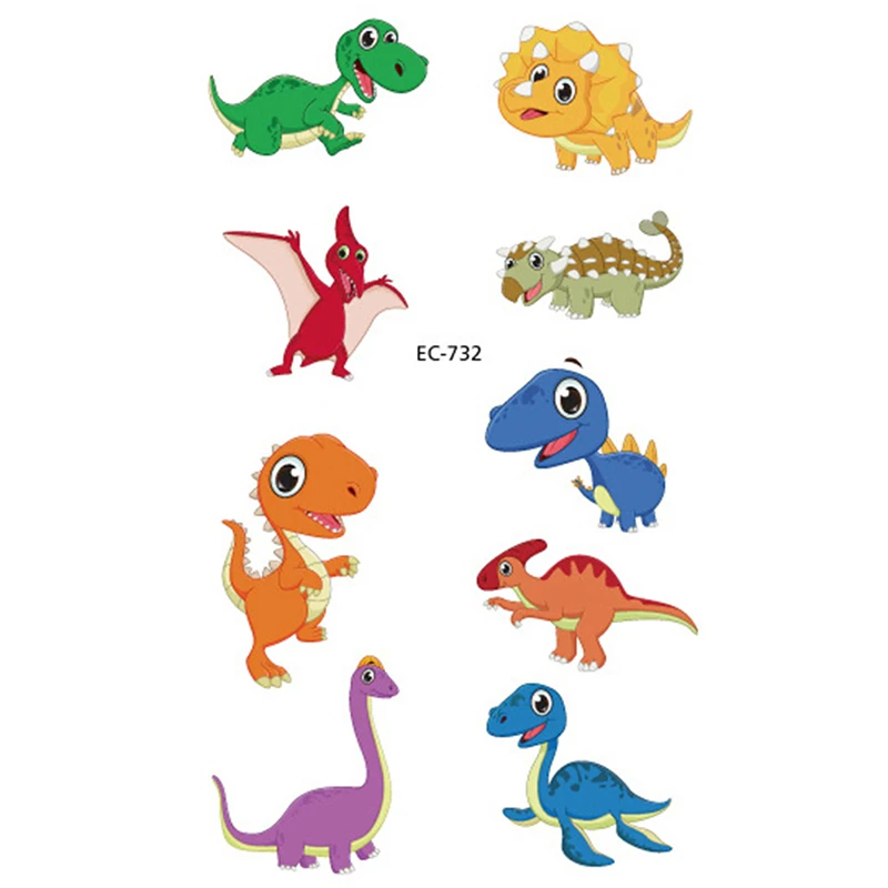 Waterproof Fake Animal Dinosaur Temporary Tattoos Sticker Cute Tattoo Sticker Children  Big Flower Nail Tips Body 1pc