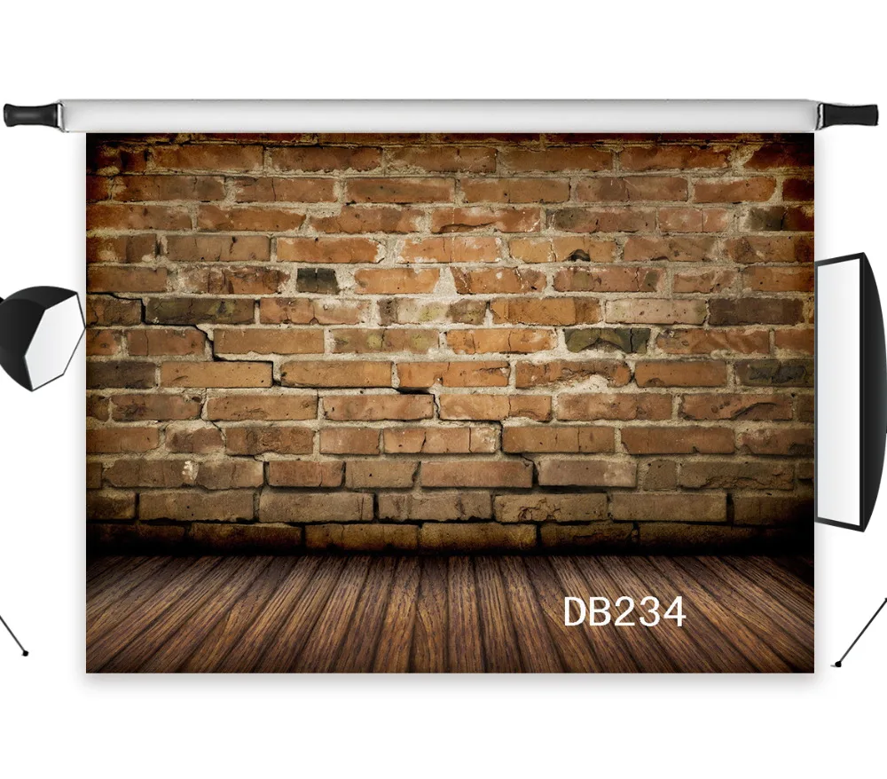 LB Vinyl Vintage Styl Background Old Brick Wall And Wooden Striped Floor Photography Studio Backdrop Photo Props | Электроника