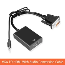 Vga zu hdmi с аудио кабель преобразования адаптер vga hdmi с USB питание для ноутбука от ПК к ТВ проектор дисплей монитор