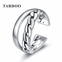 Tardoo Populares Lindo Boca Forma Capas Dobles 925 Sterling Silver Cuff Anillos Ajustables para Las Mujeres Joyería Fina