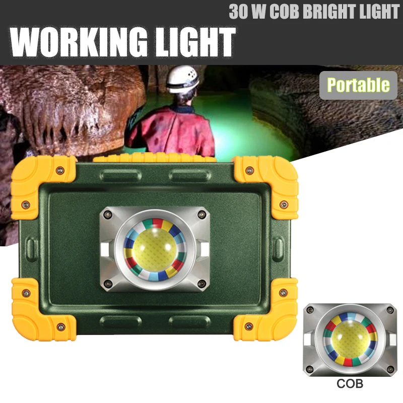 

30W Rechargeable USB Portable LED Work Light Outdoor Yard Flood light Spotlight Lamp Camping COB For Fishing Emergency Night