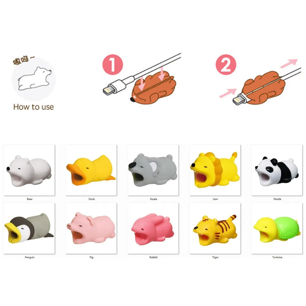 Universal Cable Bite Cartoon Stub Take a Bite Mobile Phone Accessories for iPhone 8 Plus X Charger Port Dust Plug Cable Styling