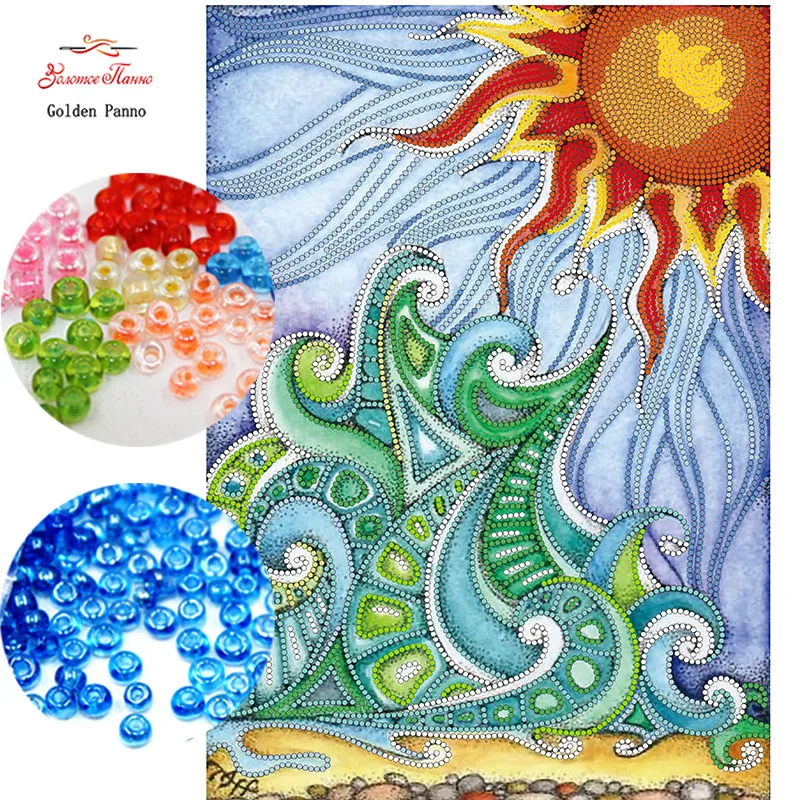 

GoldenPanno Needlework DIY bead Cross stitch Embroidery stitch sun and flower printed Pattern cross stitching 913
