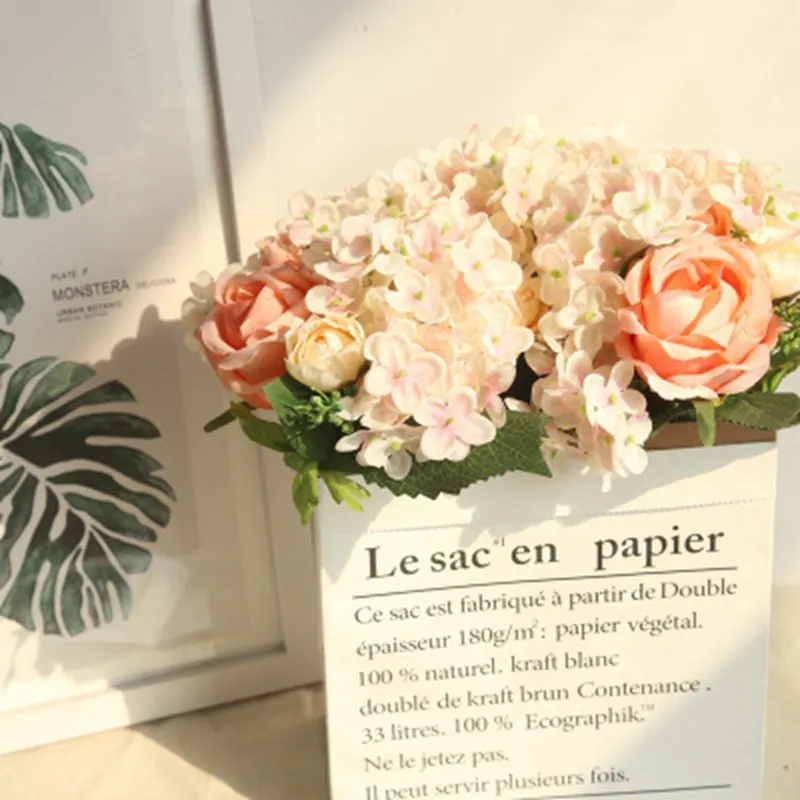 

free shipping Wedding Artificial Peony Hydrangea Flower Home Wedding Party Birthday New Year Valentines day Floral Decor 1 Bouqu