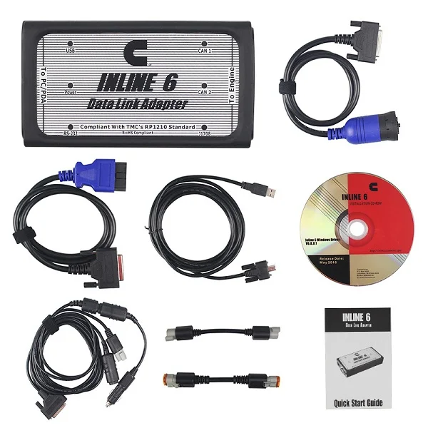 Топ INLINE 6 адаптер для передачи данных сверхмощный диагностический инструмент сканер полный 8 кабель грузовик диагностический интерфейс через OBDII/OBD2 сканер - Цвет: With Carton box