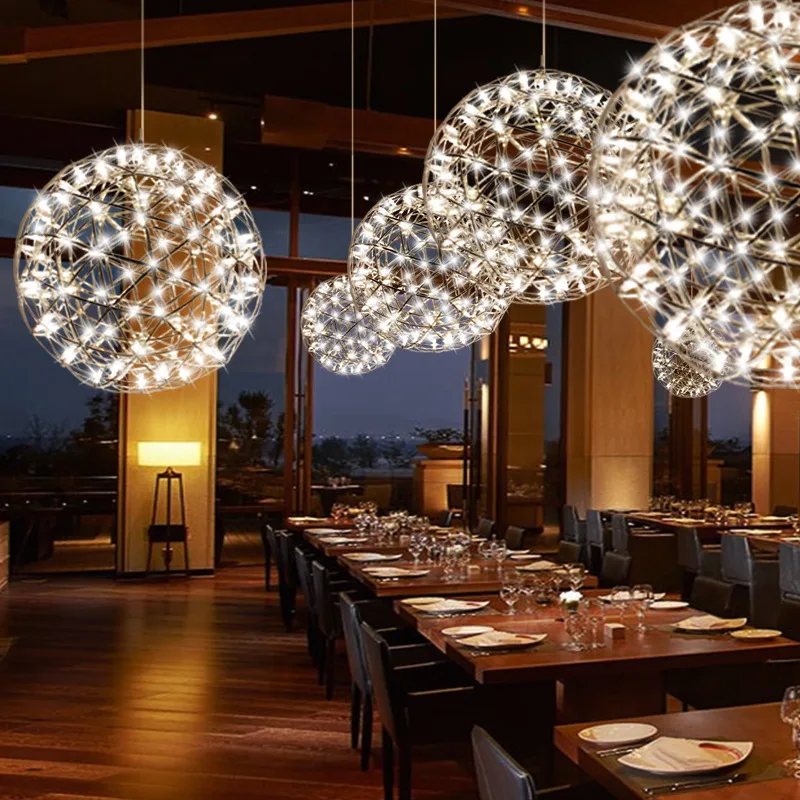 Креативный spark ball светодиодный подвесной светильник, скандинавский круглый фейерверк, небесный стиль, подвесной светильник для инженерного ресторана, бара, отеля, кафе