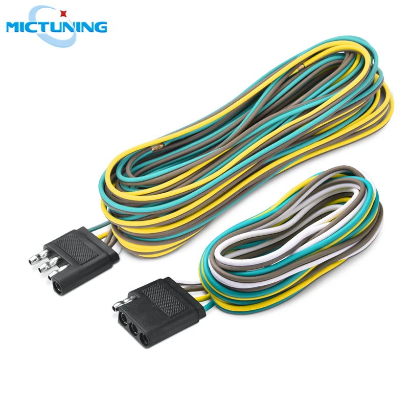 MICTUNING 4Pin 25' мужской и 6' Женский Разъем 18 AWG цвет кодовый провода 4-Way плоский прицеп светильник Жгут проводов комплект расширения