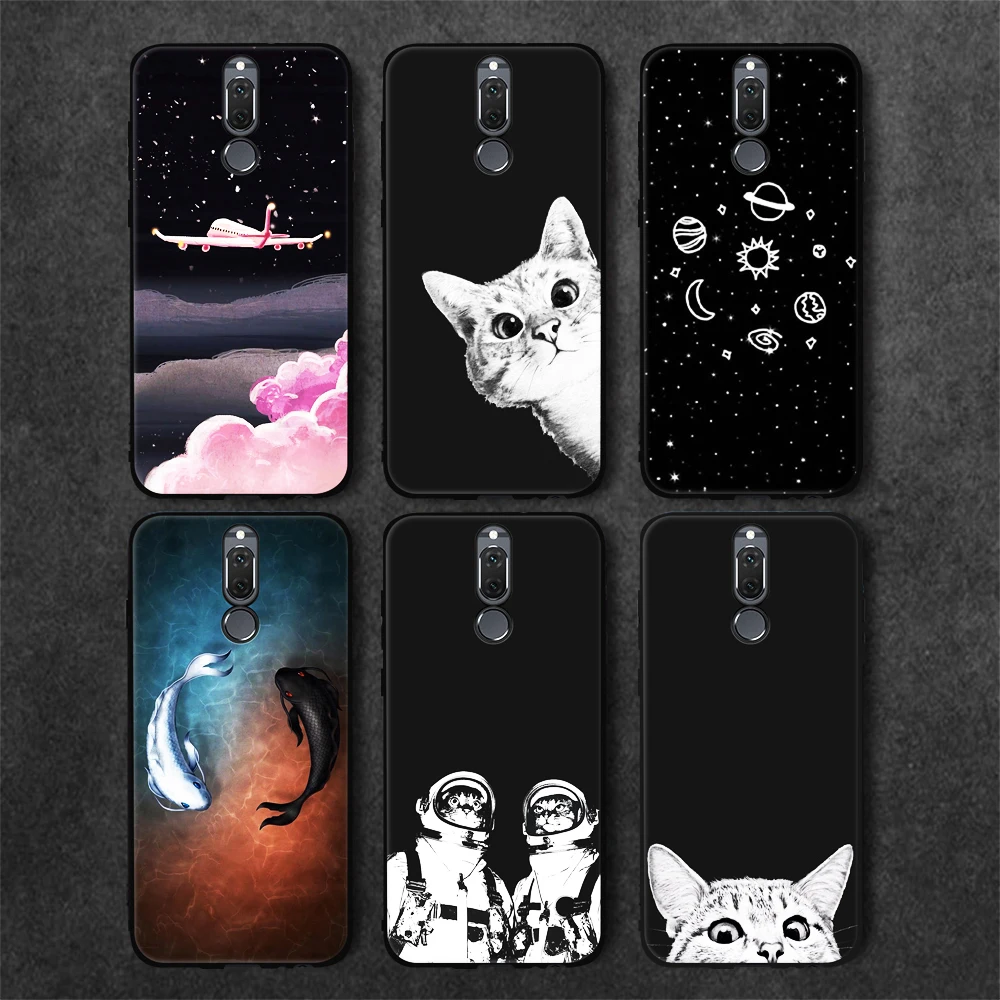 

Black TPU Phone Case For Huawei P20 P10 Pro Mate 10 Lite P8 P9 Lite 2017 2016 For Honor 8 9 Lite Y9 2018 Enjoy 8 Plus Cats Cover