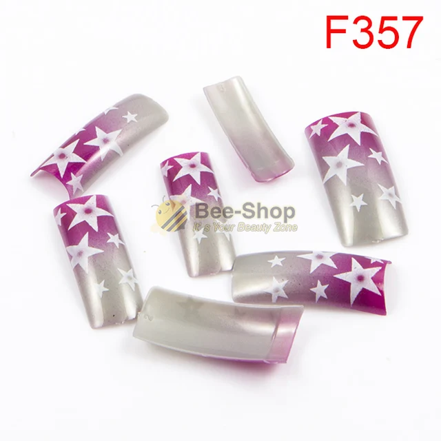 100pcs Cute False Nail Art Painting Falling Stars Patterns Work