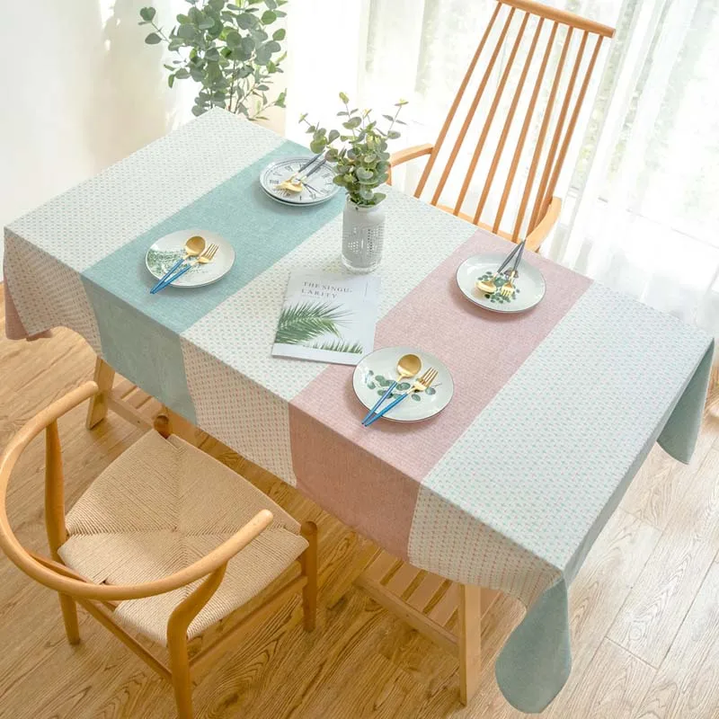 Waterproof Decorative Table Cloth Tablecloth Candy Color Stripe Rectangular Dining Table Cover Obrus Tafelkleed mesa nappe