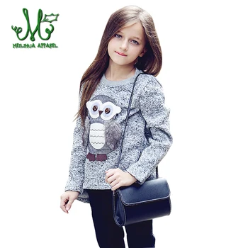 

2018 Long Sleeve sweaters for girl girls sweater kids fleece lined zipper sweaters cartoon cute owl casual cotton girls sweater