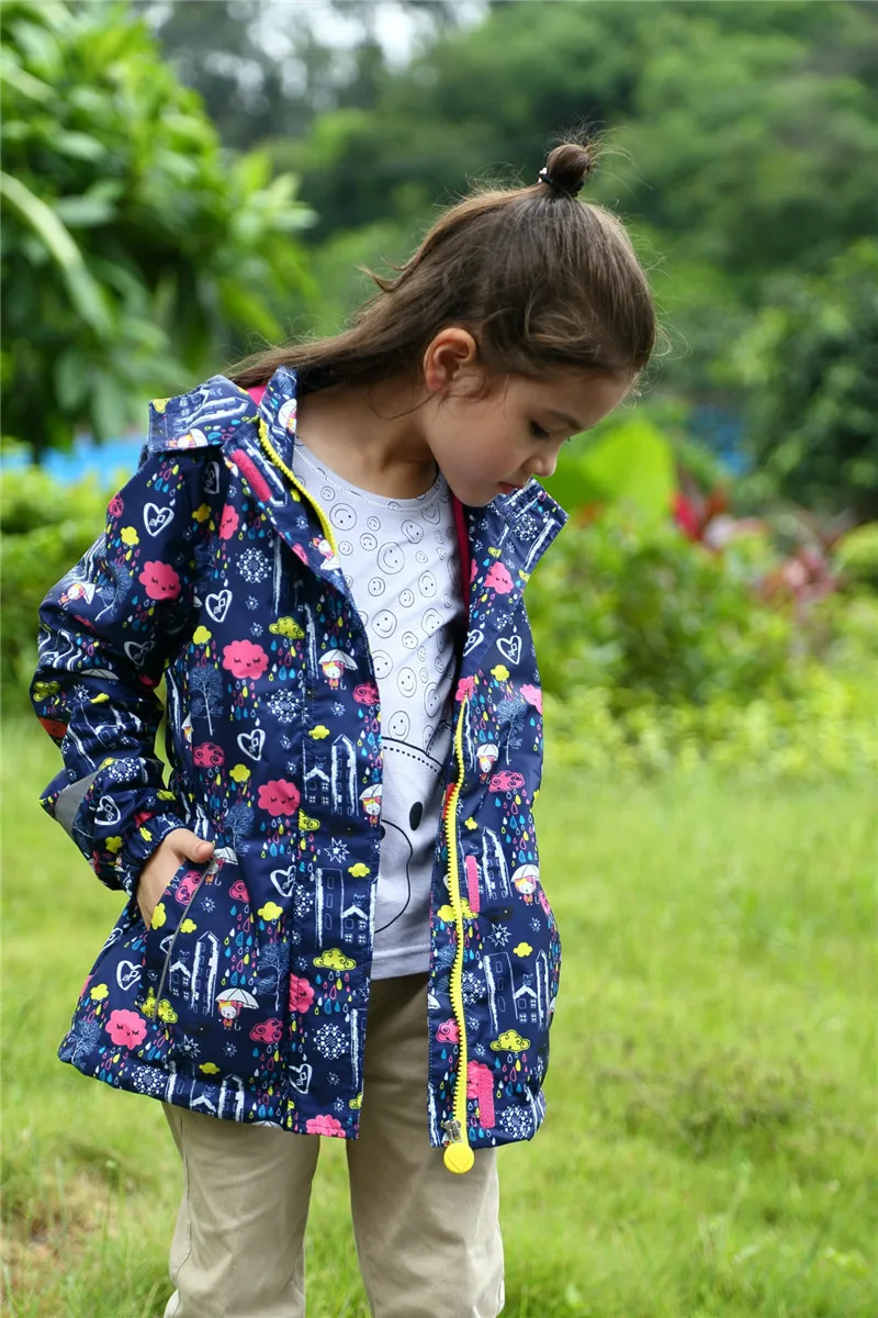 Kids Girl Rain Drops Cartoon Windproof Jacket 04