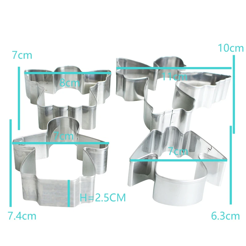 4 шт./компл. Ангел Рождественский костюм картоупаковочная Нержавеющая сталь формочка для печенья прессформы торта риса формованные