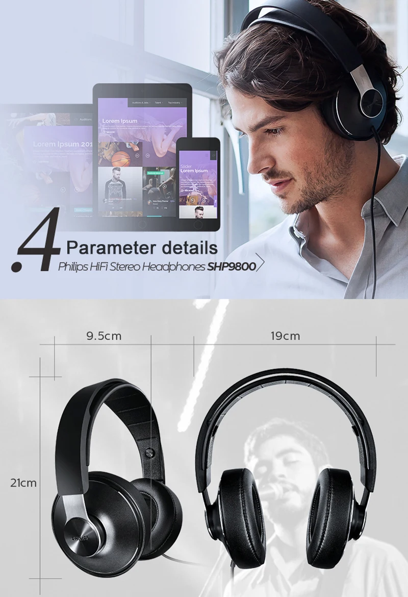 Оригинальные Наушники Philips Shp8000/10 Hires/hifi наушники длинные провода регулятор громкости микрофон гарнитура для Mp3 музыкальный телефон