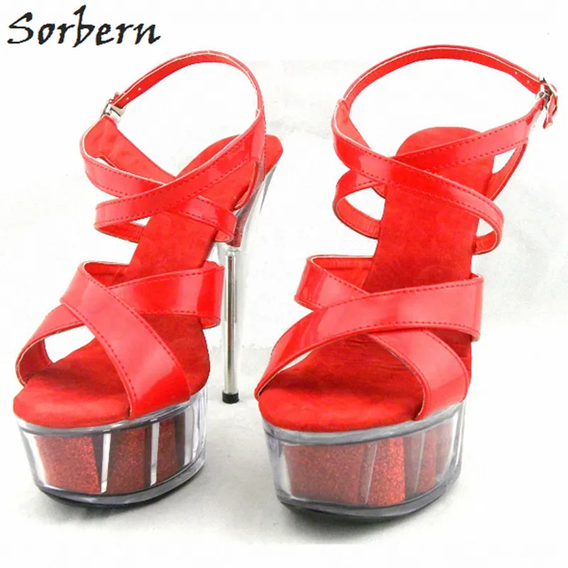 

Sorbern Women Summer Sandals Shoes Plus Size 15CM Transparent Spike Heels Fashion Ladies Party Shoes New Arrive Sandalia S