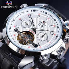 Forsining Silver Tourbillon Mechanical Men Watch Automatic Date Display Genuine Leather Band Wristwatches Business Relogio Clock цена Forsining Silver Tourbillon Mechanical Men Watch Automatic Date Display Genuine Leather Band Wristwatches Business Relogio Clock цены онлайн