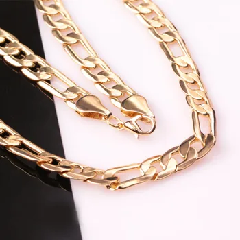 

50pcs Wholesale price High quality 12MM width Gold color necklace man jewelry fashion men chain curb necklace jewelry