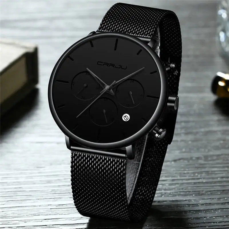 

Montre Femme Modern Fashion Black Quartz Watch Women Mesh Stainless Steel Bracelet High Quality Casual Wrist Watch for Woman AA5