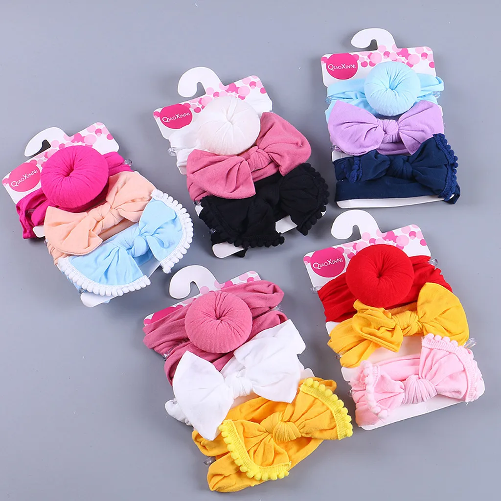

3Pcs Kids Newborn Bowknot Floral Headband Girls Baby Elastic Bowknot Accessories Hairband Set New Turban Headwear Jly15
