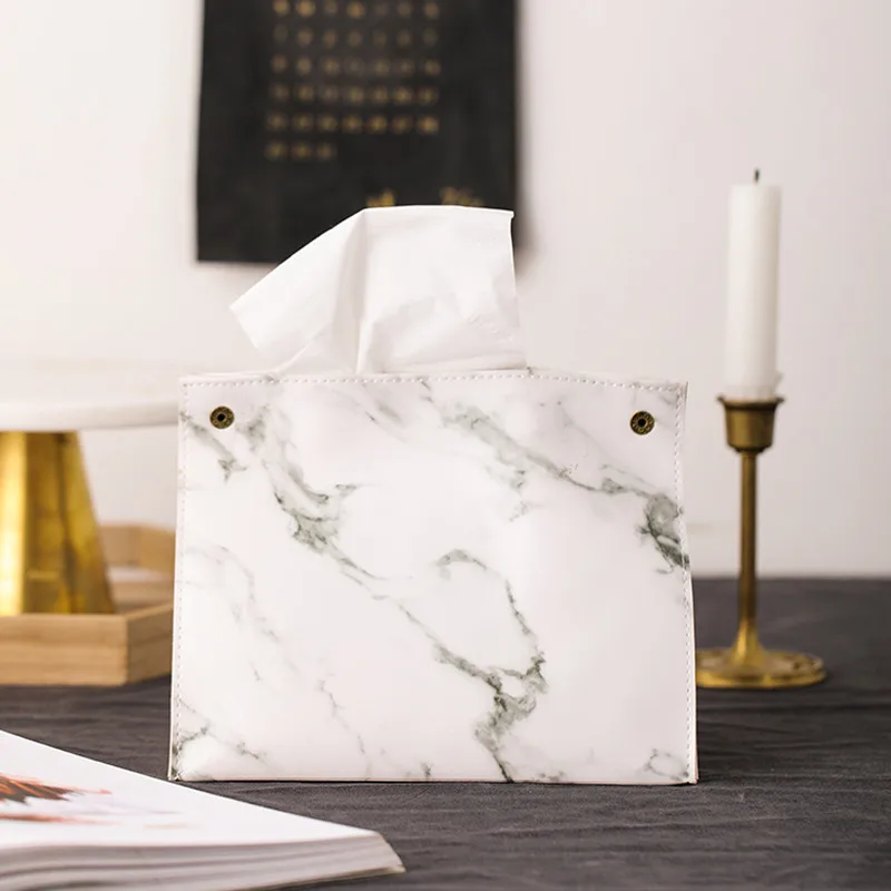 

Marble Pattern Tissue Box Pu Leather Home Car Napkin Paper Container Paper Towel Napkin Case Pouch Home Decor Car Tissue Holder