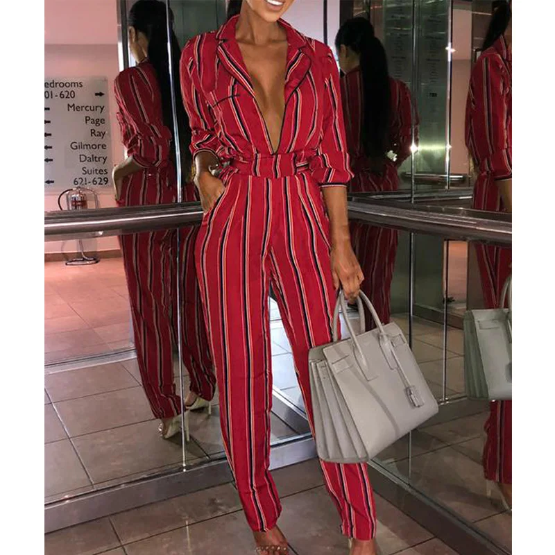 black and red striped jumpsuit
