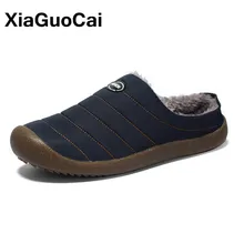 Зимние мужские домашние тапочки; модные теплые плюшевые тапочки; коллекция года; унисекс; водонепроницаемые мягкие Нескользящие хлопковые тапочки; обувь для пар; большие размеры