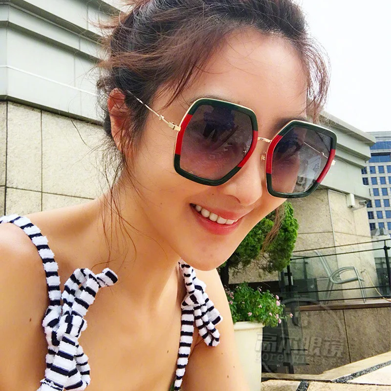 

2019 New Fashion Hexagon Sunglasses Women Brand Luxury Gradient Lens Sun Glasses Women Square Oversized Shades Female UV400