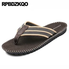 Мужские сандалии летние наружные люди обувь плоские повседневная дизайнер Шлепанцы слайды домашние тапочки надевать в полоску пляж открытый носок мода