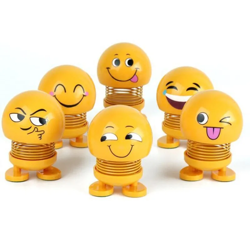 

Car Doll Expression Emoji Automobiles Decor Toys Car Ornaments Shaking Head Cute Auto Interior Car Decoration Accessories