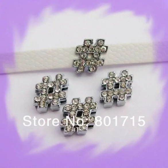 

50pcs 8mm Clear Rhinestone *#* Slide Charms Fit Pet Dog Cat Tag Collar Wristband