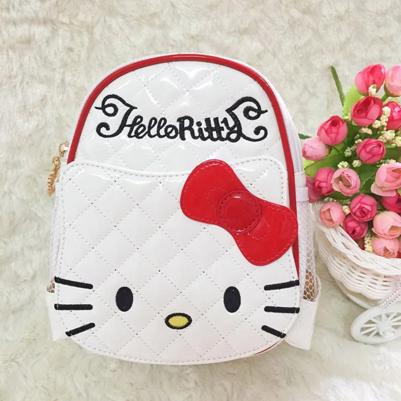 Hello kitty рюкзак мультфильм детская школьная сумка Дети Мода Женщины одно плечо искусственная кожа девочки дети плюшевый рюкзак - Цвет: C