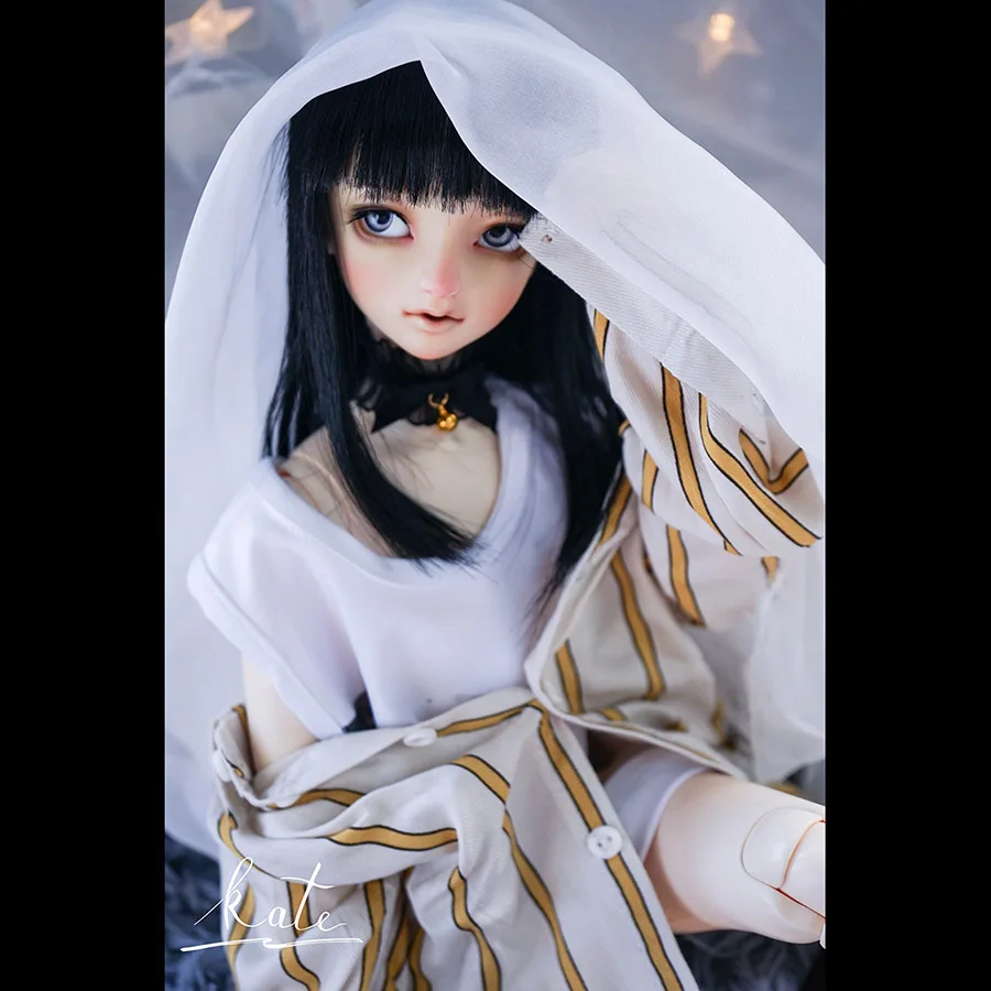 BYBJDHOME, новинка декабря, BJD SD Топ в кукольном стиле, одежда, свободный клетчатый топ, топ в полоску, настраиваемый размер - Цвет: Белый