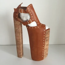 DIY Thick Heels Women Sandals Shoes Size 14 Chunky Heels 35cm Platform 25cm Shoes Ladies Peep Toe Cover Heels Real Image