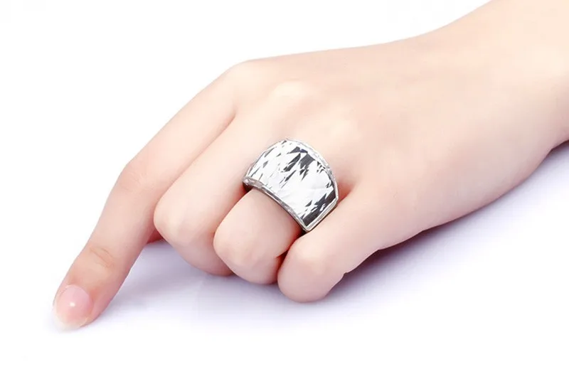 Женское модное кольцо с настоящими Австрийскими кристаллами с кольцо из нержавеющей стали 316L для женщин, большое красочное титановое кольцо с большим камнем