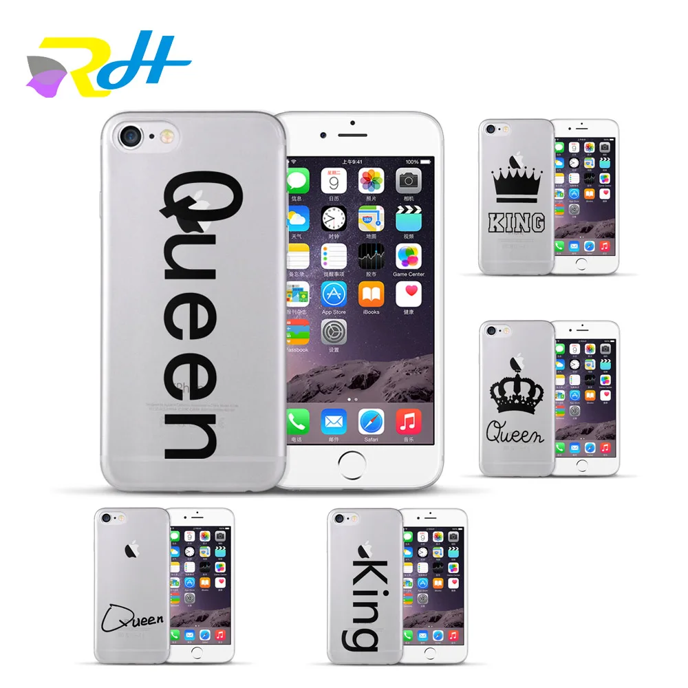 

Sticker Design Queen's king Crown Case series For iPhone 6 6S Plus 5 5S SE 7 8 Plus X Xr Xs Max Coque Etui Silicone Phone Cover