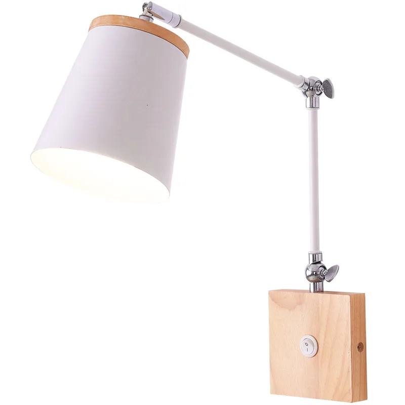  Modern nordic wood wall lamp sconce with switch bedhead bedside wall lights for bedroom room decora - 33000374246