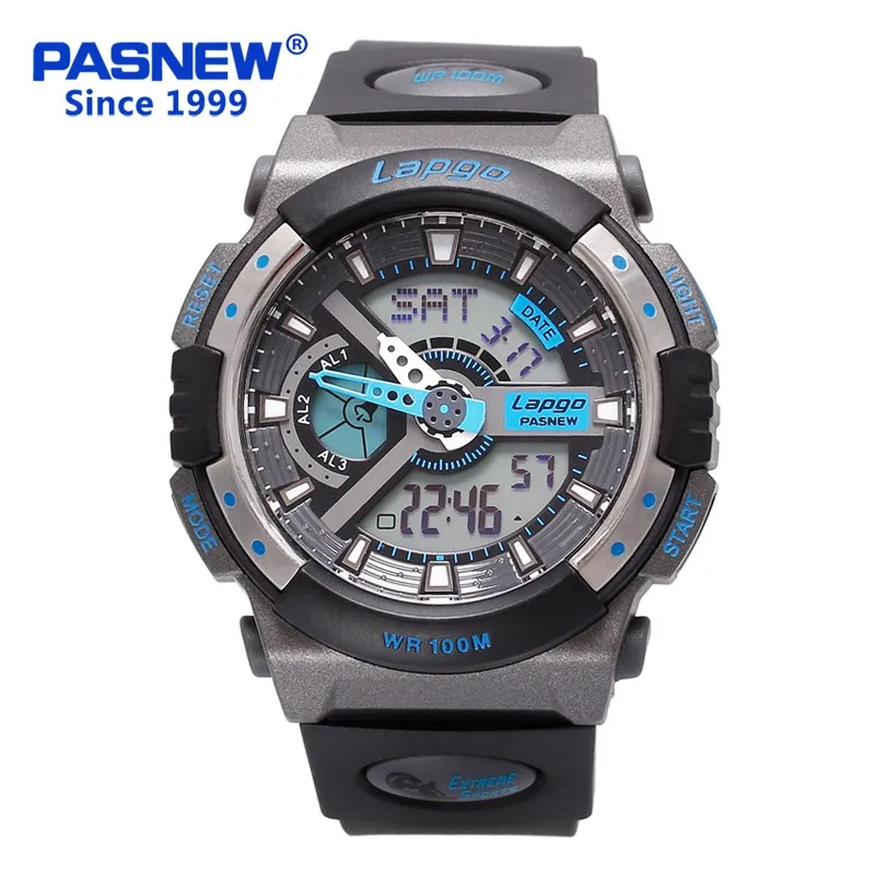 

Pasnew Double Display Multi-functional Electronic Fashion Luminous Men's Sports Watch Students Military Diving Watch PLG-1015AD