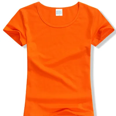 orange Лето, высокое качество, 15 цветов, S-2XL, простая футболка, Женская хлопковая эластичная Базовая футболка, Женские повседневные топы, футболка с коротким рукавом - Цвет: orange