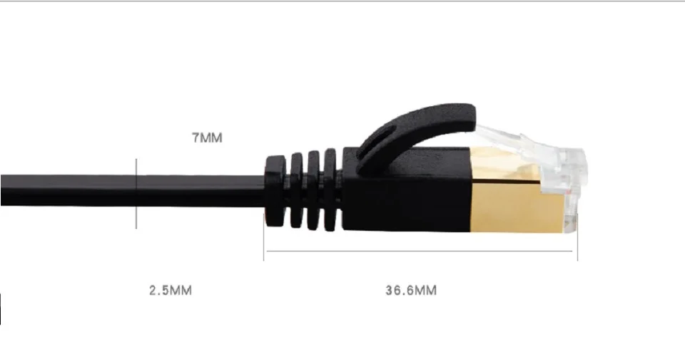 Black Cat 7 Flat Ethernet Cable Cat7 Network Patch Cable RJ45 Shielded (SSTP) Lan Cable CAT7 CAT 7 Cable 36.510152550100ft (7)
