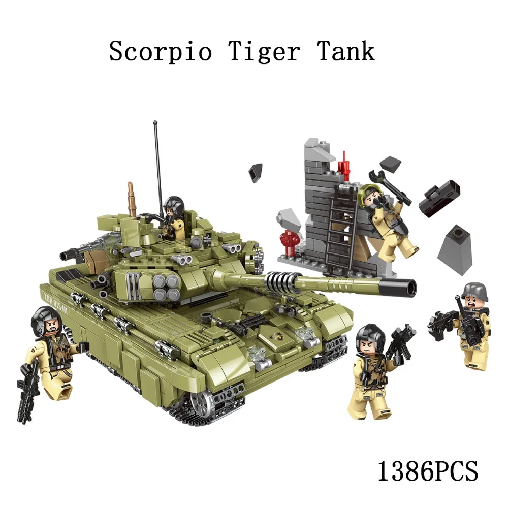 Legoed city LepinS World War Military Army Scorpio Tiger Tank Building Block Bricks Toys LegoINGLY Model kits gift for children