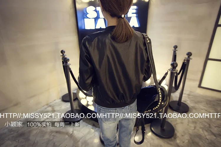 NEW women female leather coat jacket women short slim zipper Black Motorcycle leather Jackets Women jaqueta de couro feminino