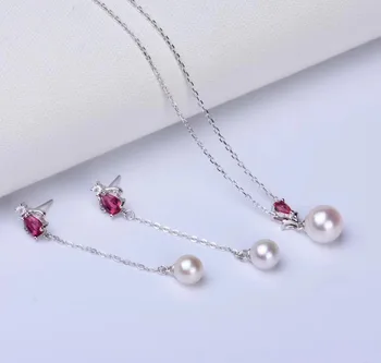 

S925 Sterling Silver Pearl Party Necklace Earrings Set Mounts Findings Exquisite Jewelry Set Parts Fittings Women's Accessories