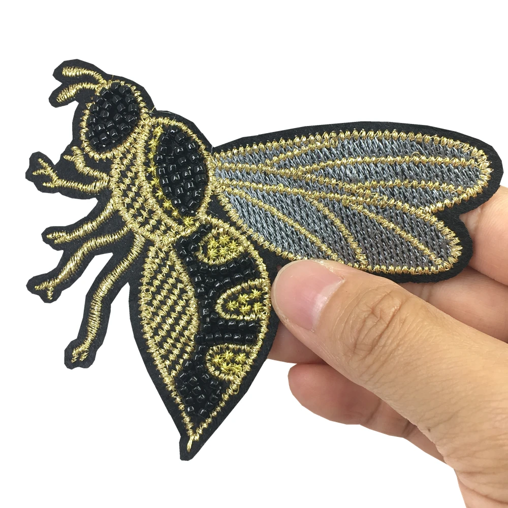 3-Piece Rhinestone Insect Applique Patches - Sew-On Beaded Bug Decor For Clothes, Bags, Shoes - View #2