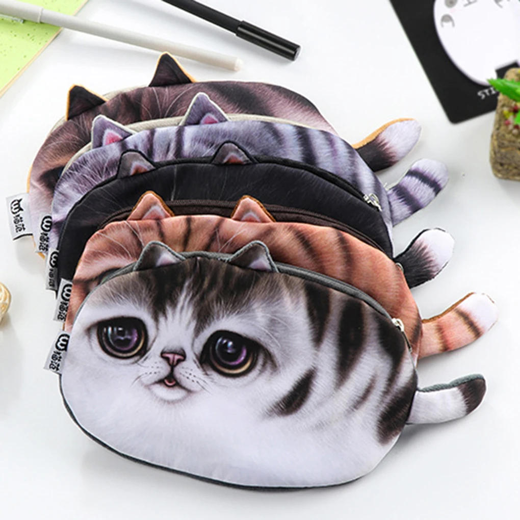 

1 Pcs Kawaii Cats Zipper Pencils Bags Cute 3D Plush Pencils Case New Case Large Capacity School Supplies Stationery Pen Box