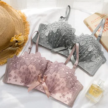 

Roseheart Women Fashion Red Purple Wireless Sexy Lingerie Set Cotton Panties Padded Bow Seamless Bra Sets Underwear A B