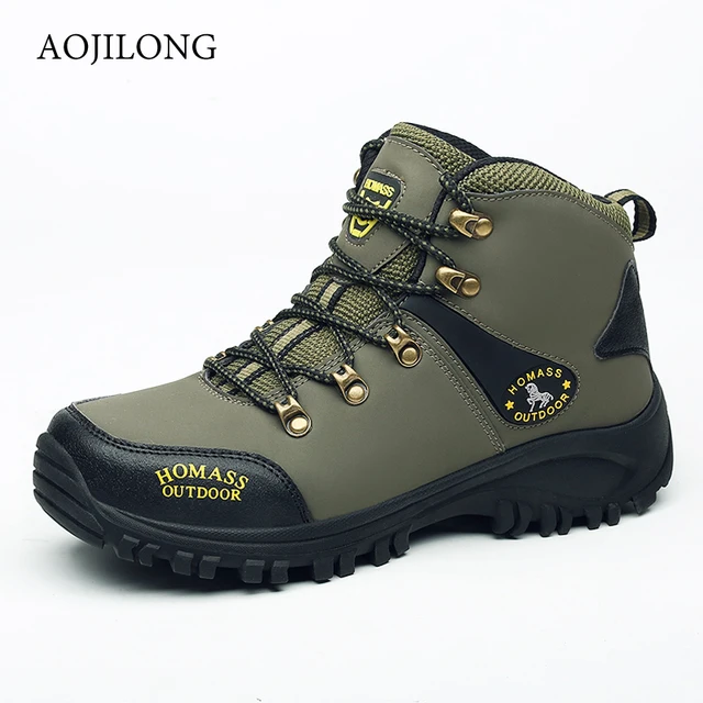 Outdoor Hiking Shoes Man Waterproof Hiking Boots Warm High Top Mountain Climbing Camping Shoes Trekking Hunting Footwear