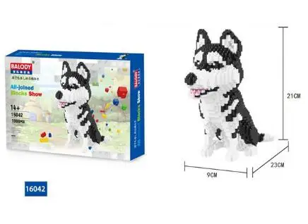 Balody мультфильм собака мини блок набор Джек Рассел терьер Пудель такса корги Хаски Мопс модель детские строительные кирпичные игрушки - Цвет: 16042 with box
