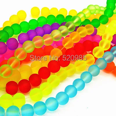 

Mix Color Dull Polish Fluorescent Round Iridescent Neon Glass Spacer Beads 4 6 8 10 mm For DIY Necklace&Bracelet GB055