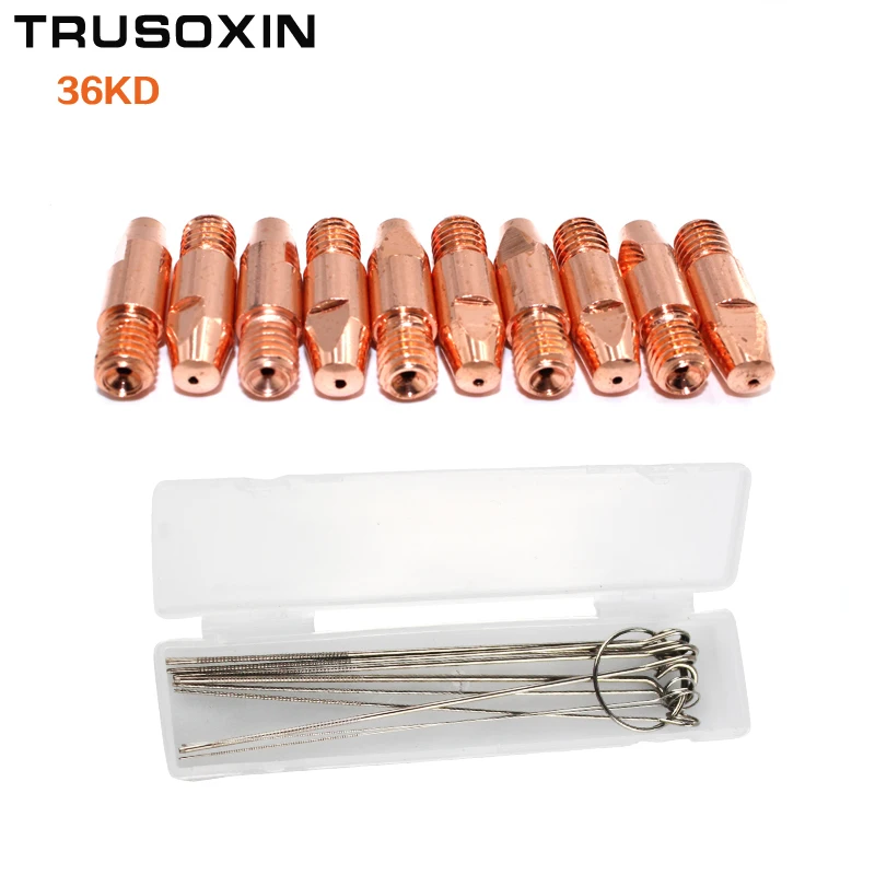 10pcs MIG Torch Head Accessory Electric Tip of  MIG MAG 36KD Torch for MIG MAG Welding Machine with 1Box Dredge