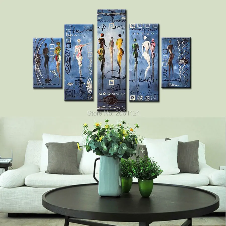 

Free dancing party! 100% High Quality Home Wall large fashion Decorations BLUE Modern Abstract Oil Painting on canvas pop art
